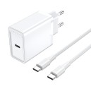 დამტენი Vention FAHWF-EU  1-Port USB-C 25W (USB-C Cable) White
