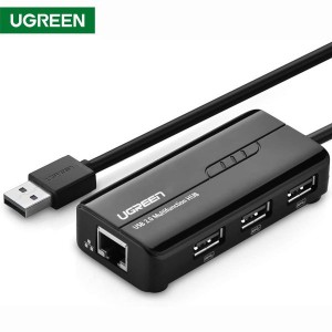 ქსელის კარტა USB 2.0 to 10/100Mbps Ethernet  + 3 Port USB HUB UGREEN UGREEN (20264)